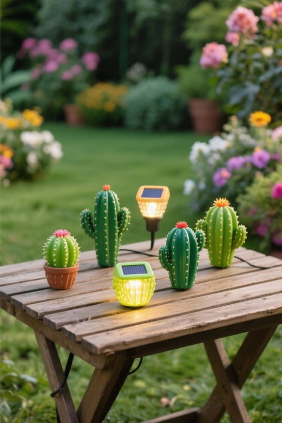 cactus themed outdoor solar lights