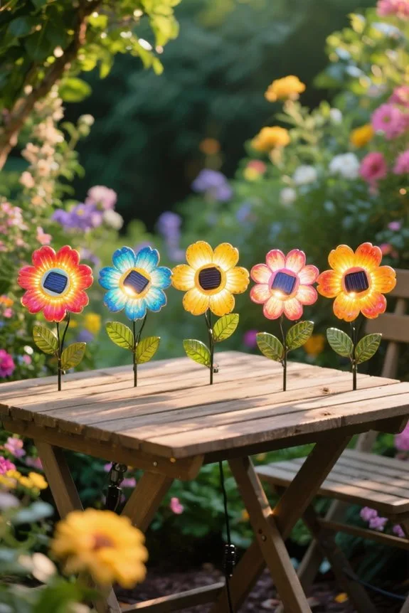 flower shaped solar garden lights