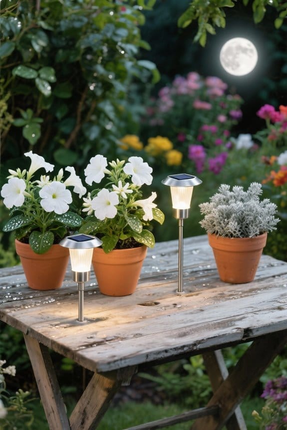 moonlit white flower garden