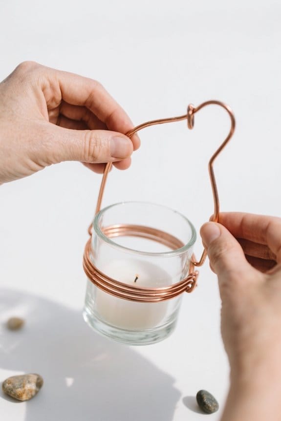 securely wrap candle holder