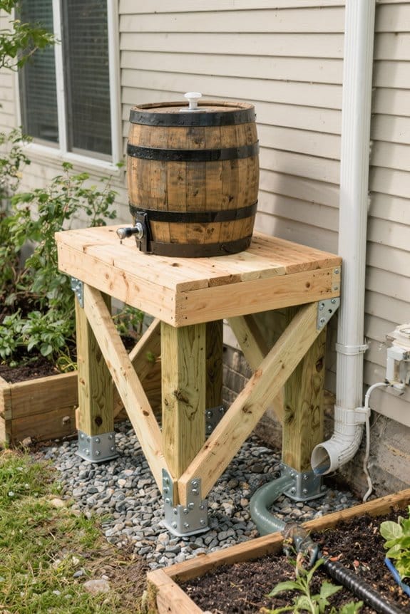 sturdy rain barrel stand