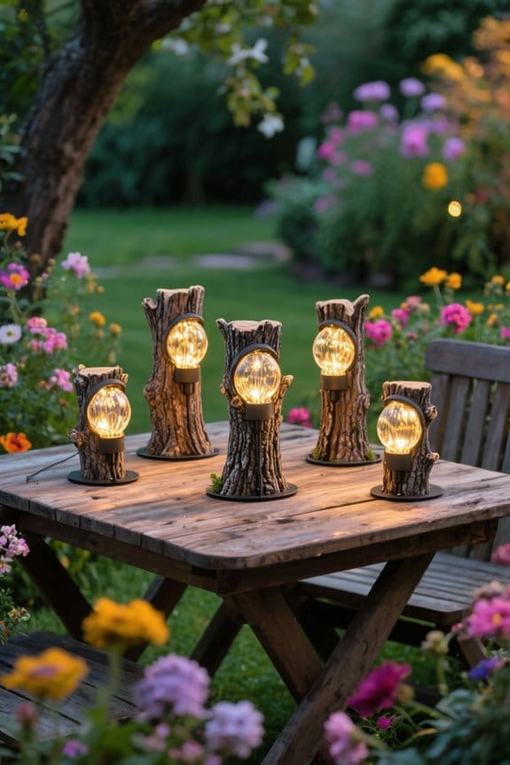 tree trunk outdoor lighting