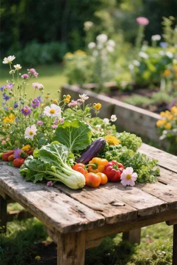 vegetables in flower borders